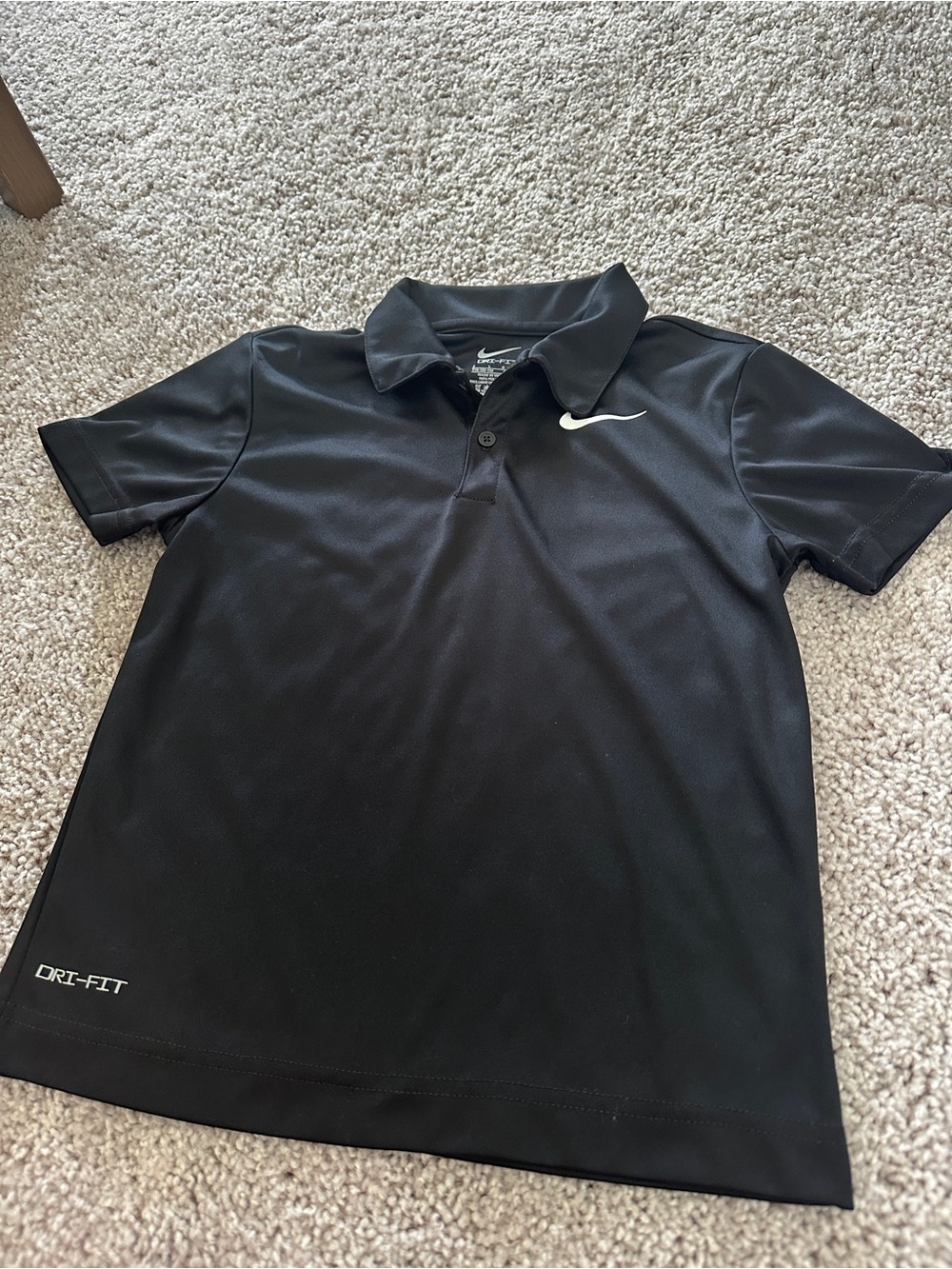 Nike Black Short-Sleeve Dri-FIT Polo with White Swoosh